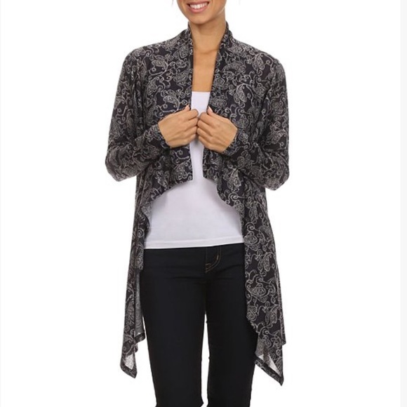 Thingnavy Paisley Open Cardigan Front 